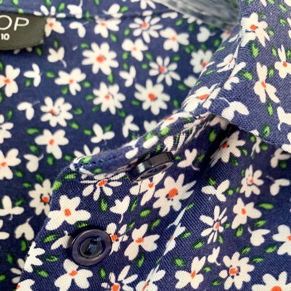 TopShop Womens Daisy Blue Button-Down Top Shirt Long sleeve PRICE FIRM Sz 6 A019 - Picture 2 of 6
